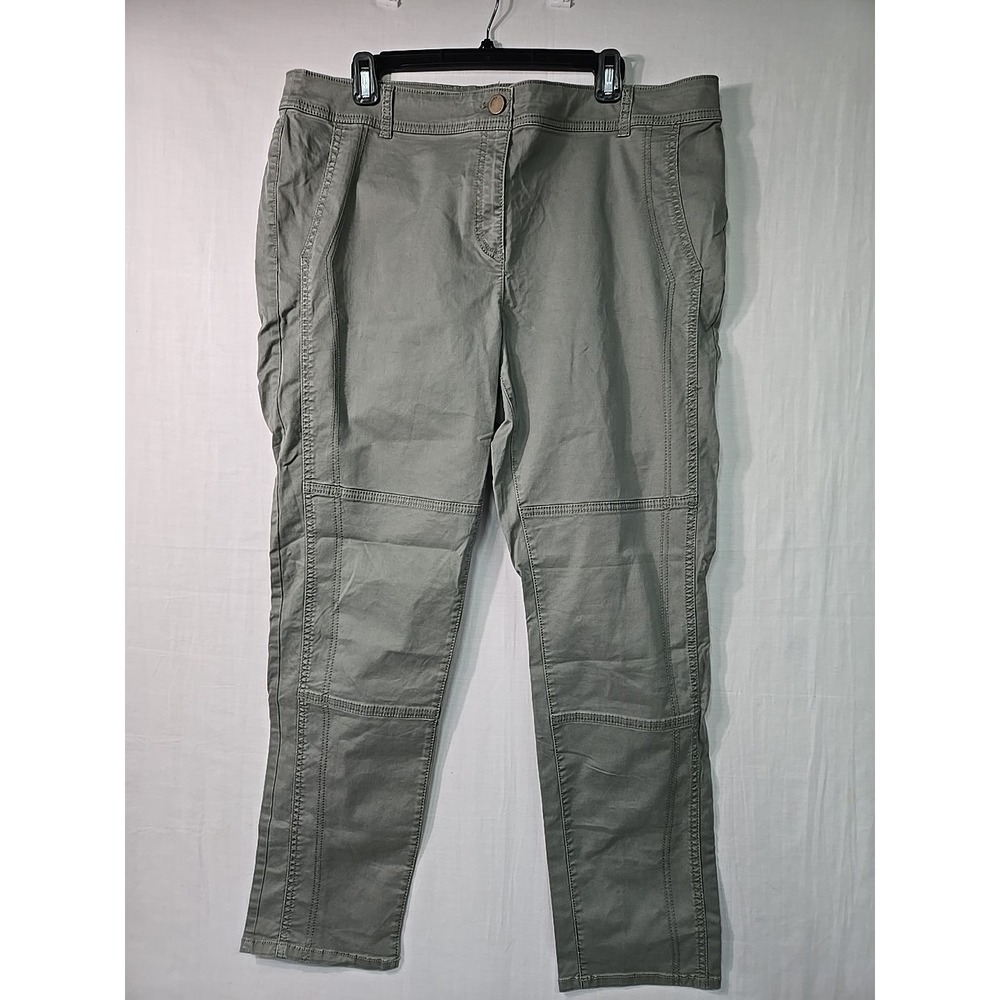Chico's Pants Women's 3 (XL) Olive Green‎ Straight Leg Casual Utility Zipper